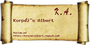 Korpás Albert névjegykártya